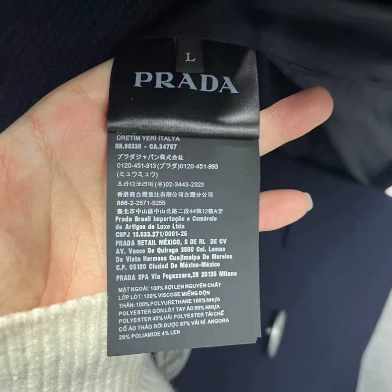 Prada Navy Blue Wool Jacket Coat