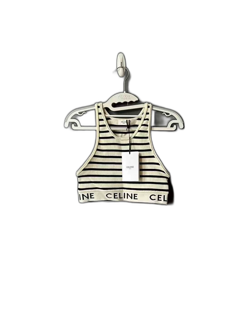 Celine Striped Knit Sleeveless Top