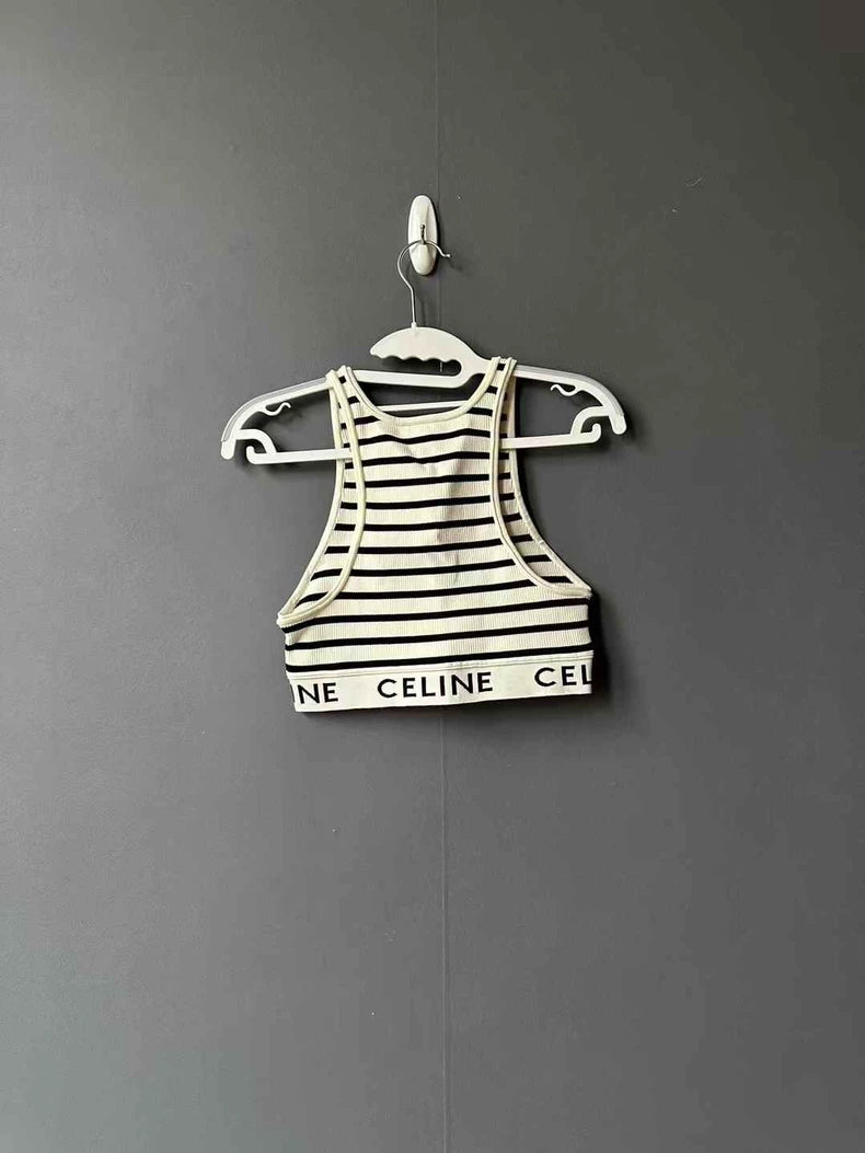 Celine Striped Knit Sleeveless Top