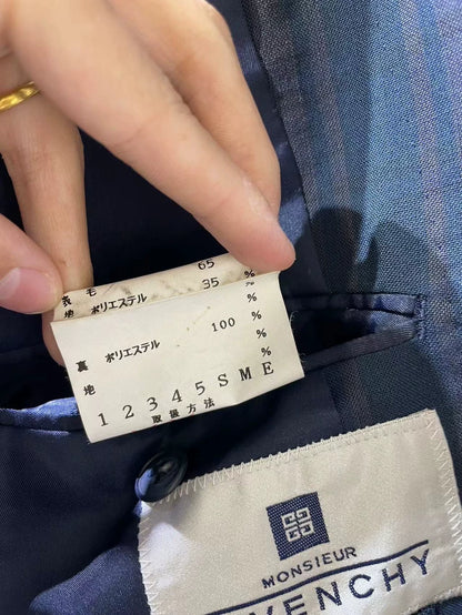 Vintage Givenchy Blue Plaid Suit Jacket