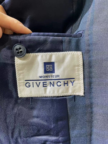 Vintage Givenchy Blue Plaid Suit Jacket
