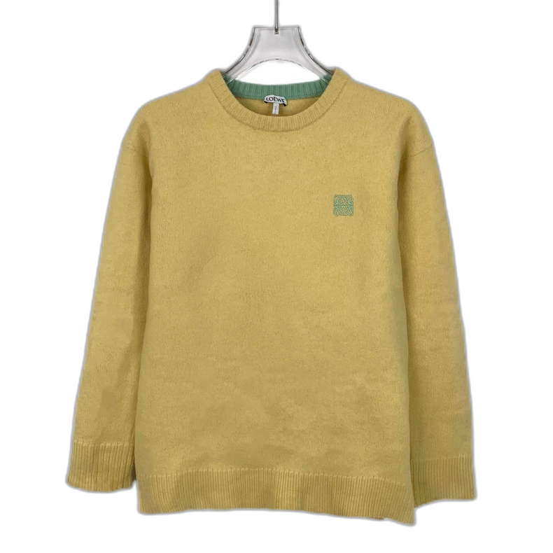 Yellow Logo Embroidered Wool Sweater