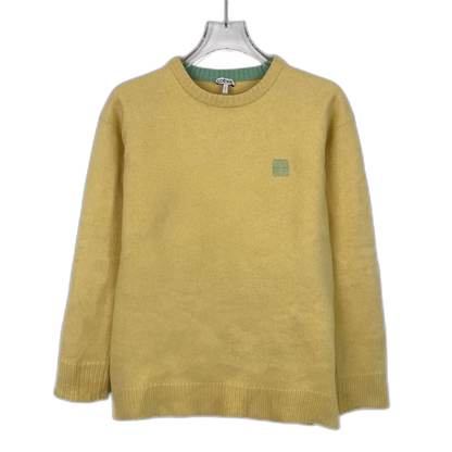 Yellow Logo Embroidered Wool Sweater