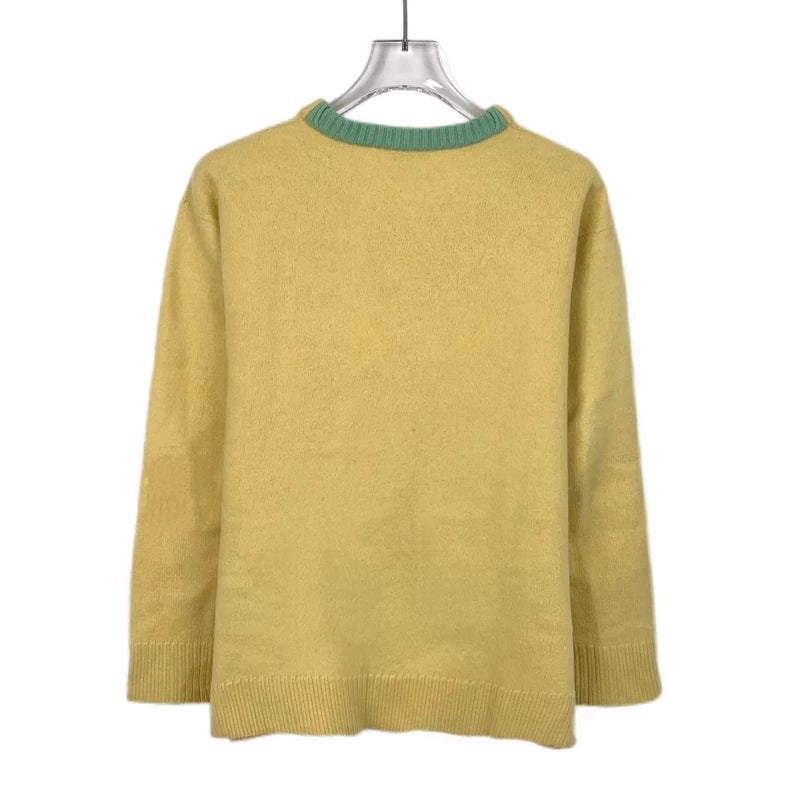 Yellow Logo Embroidered Wool Sweater