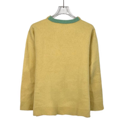 Yellow Logo Embroidered Wool Sweater