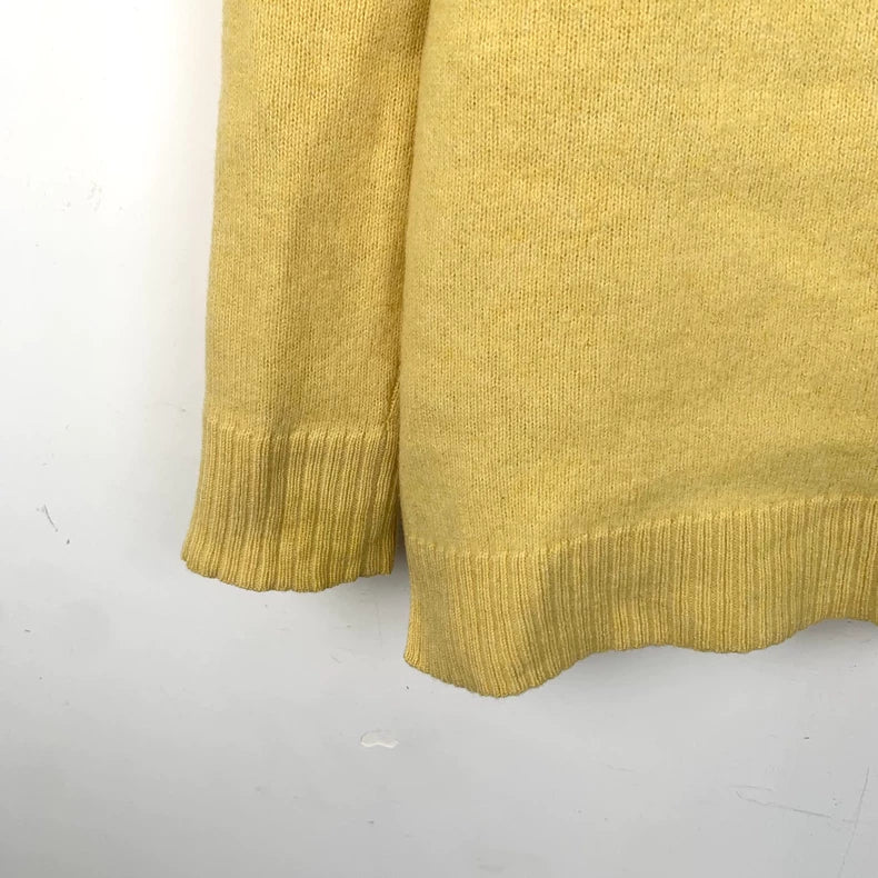 Yellow Logo Embroidered Wool Sweater