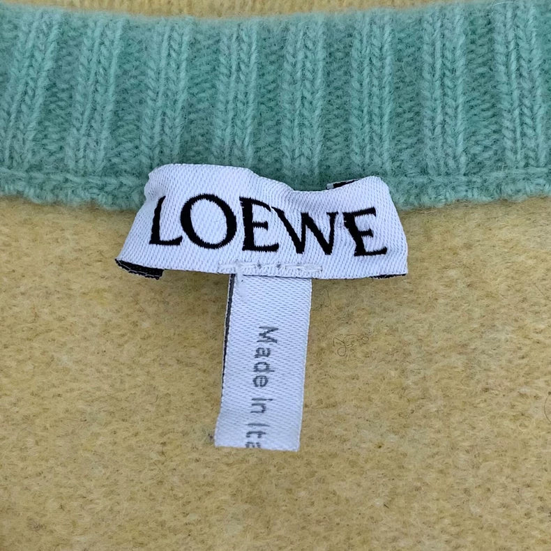 Yellow Logo Embroidered Wool Sweater