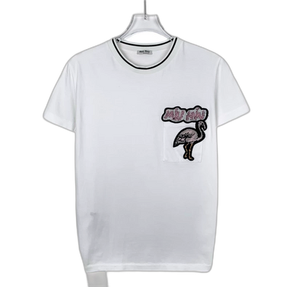miumiu Flamingo Logo Sequin T-Shirt