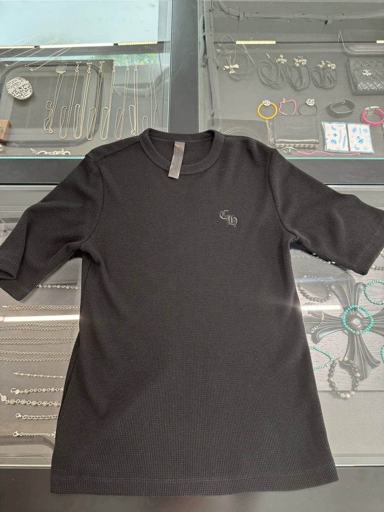Chrome Hearts Black Waffle Knit Short Sleeve-yf
