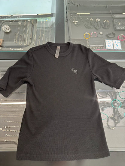Chrome Hearts Black Waffle Knit Short Sleeve-yf