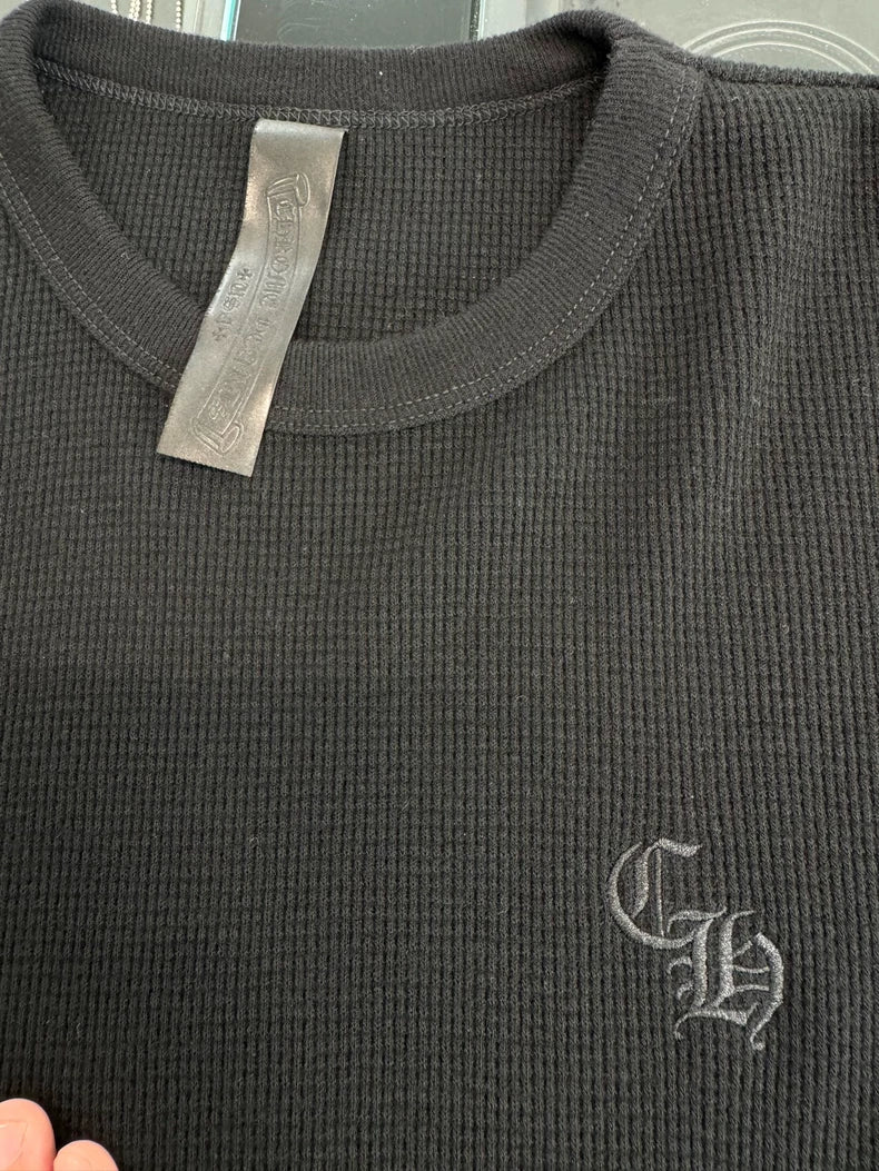 Chrome Hearts Black Waffle Knit Short Sleeve-yf