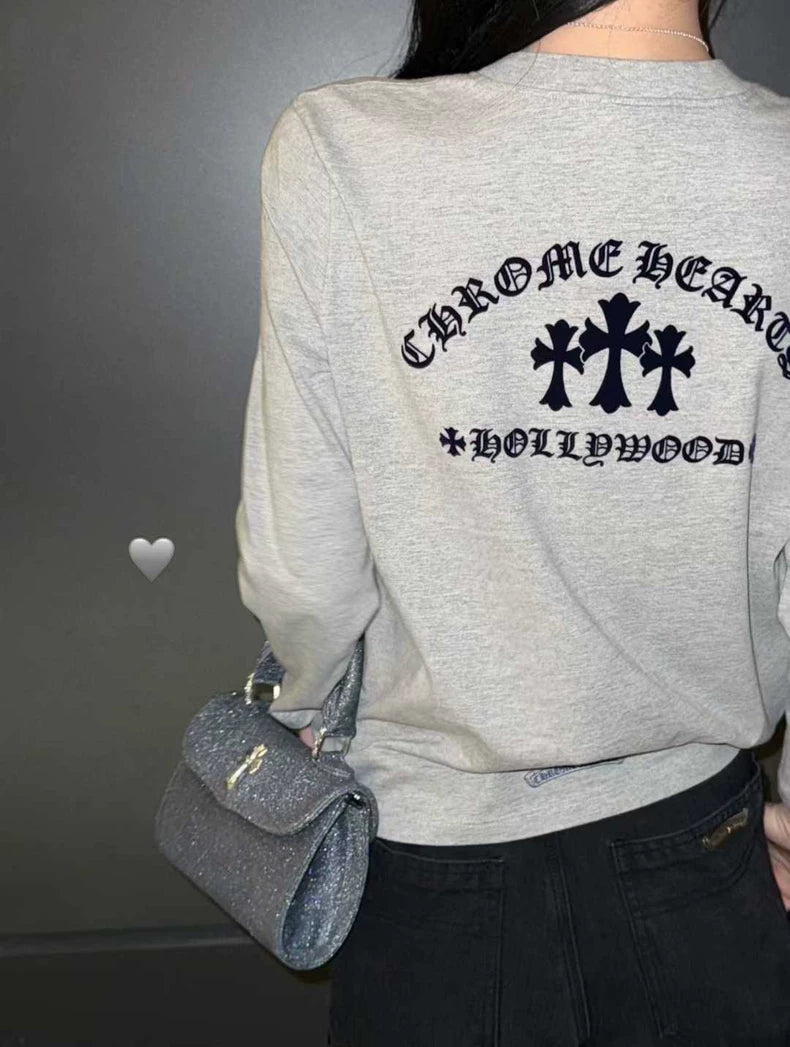 Chrome Hearts Gray Cross Long Sleeve Shirt-yf