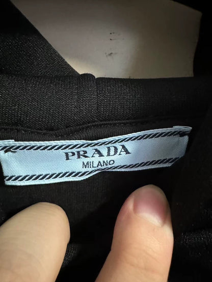 Prada Triangle Logo Cropped Hoodie-yf