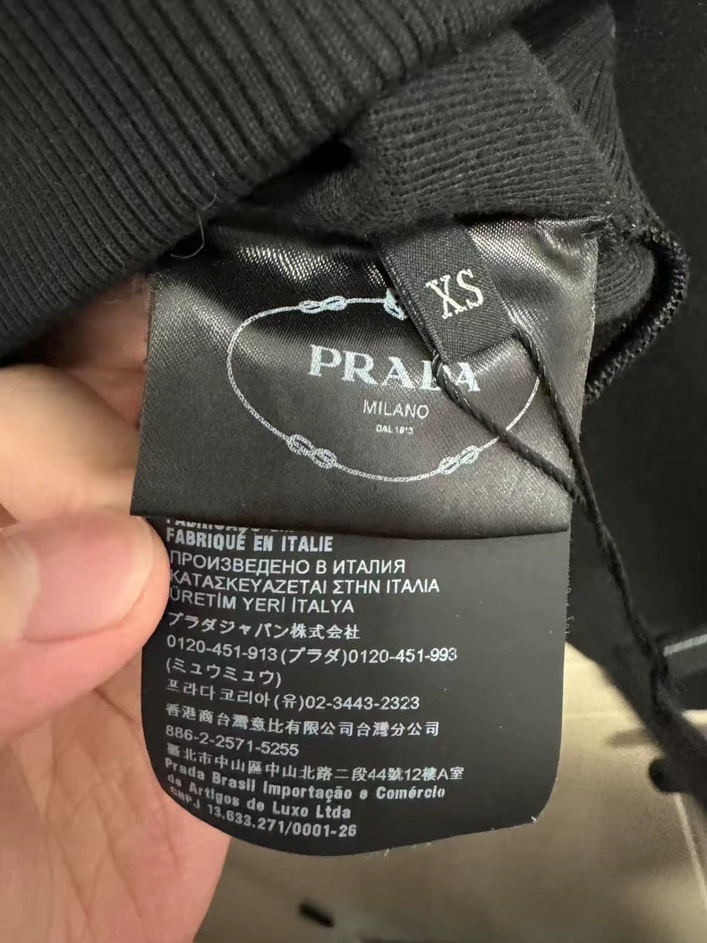 Prada Triangle Logo Cropped Hoodie-yf