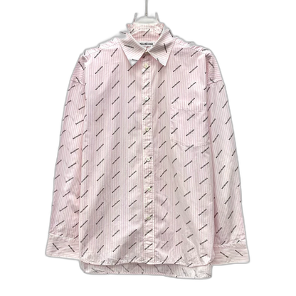 Pink Logo Long Sleeve Button-Up Shirt
