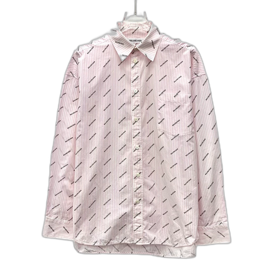 Pink Logo Long Sleeve Button-Up Shirt