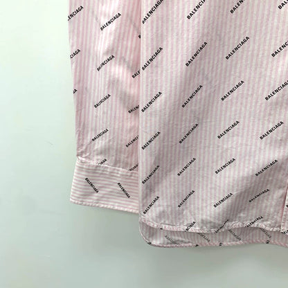 Pink Logo Long Sleeve Button-Up Shirt