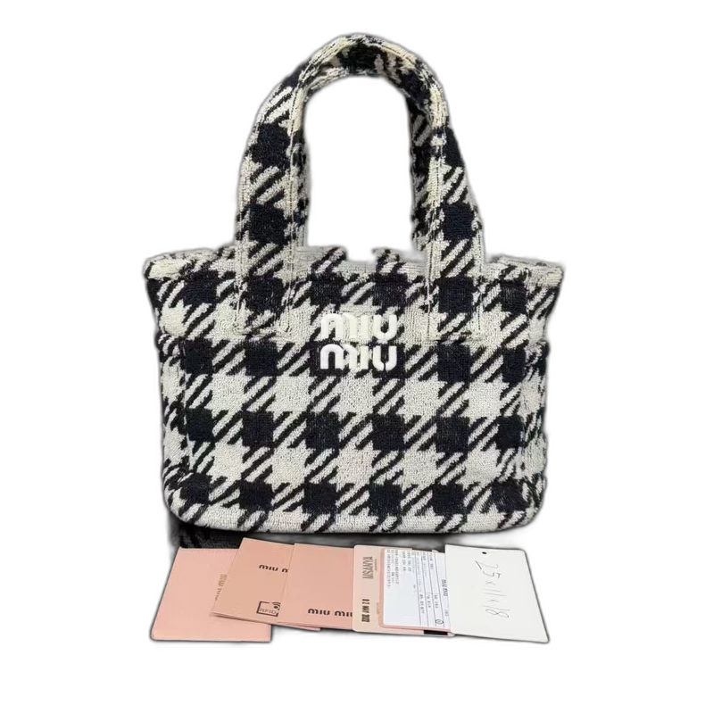 miumiu Checkered Tote Bag