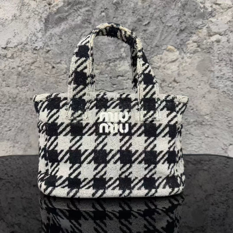 miumiu Checkered Tote Bag