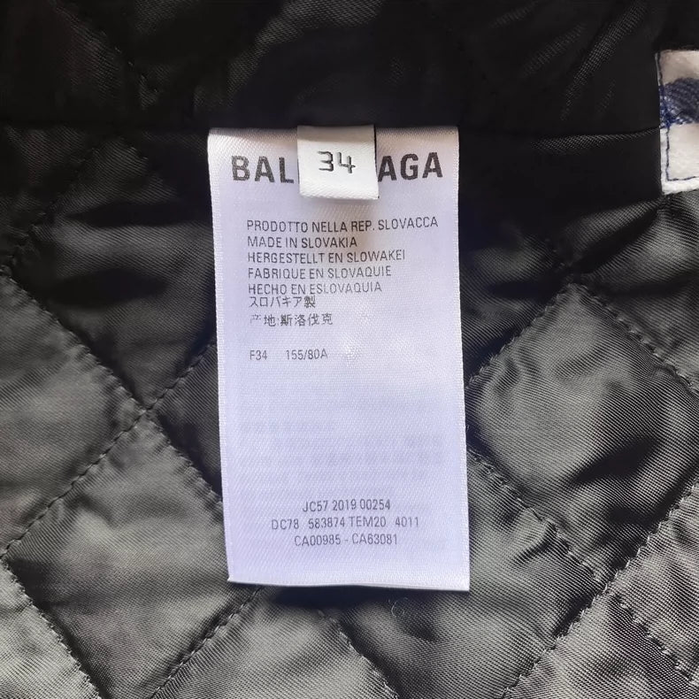 Balenciaga White Blue Plaid Shirt Jacket-zp