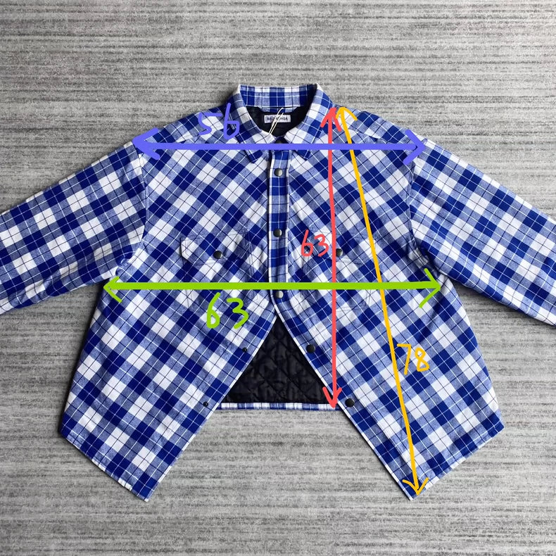 Balenciaga White Blue Plaid Shirt Jacket-zp