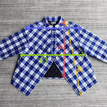 Balenciaga White Blue Plaid Shirt Jacket-zp