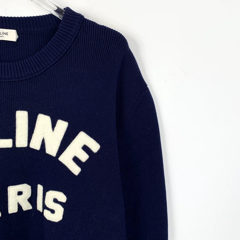 Celine Embroidered Logo Knit Sweater M Size