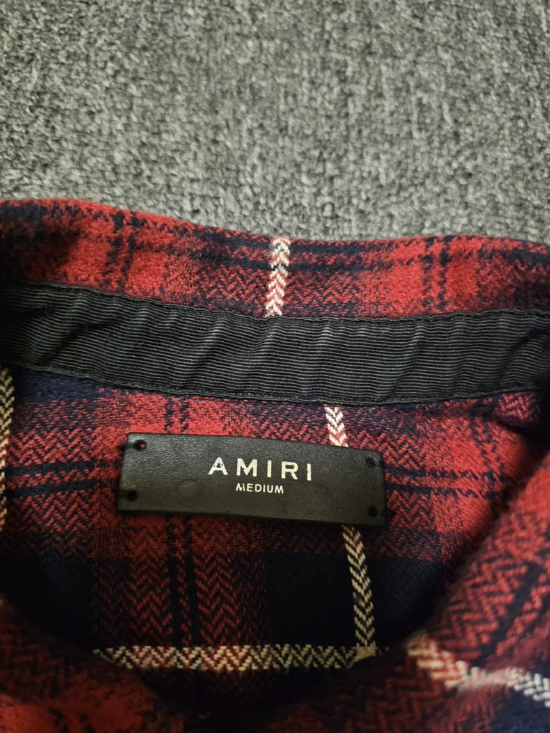 Amiri Red Plaid Button-Up Shirt-yf