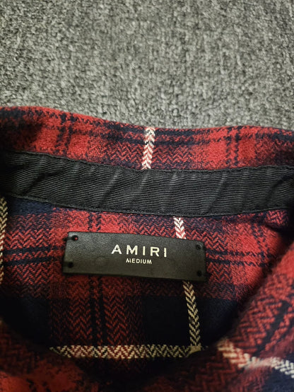 Amiri Red Plaid Button-Up Shirt-yf