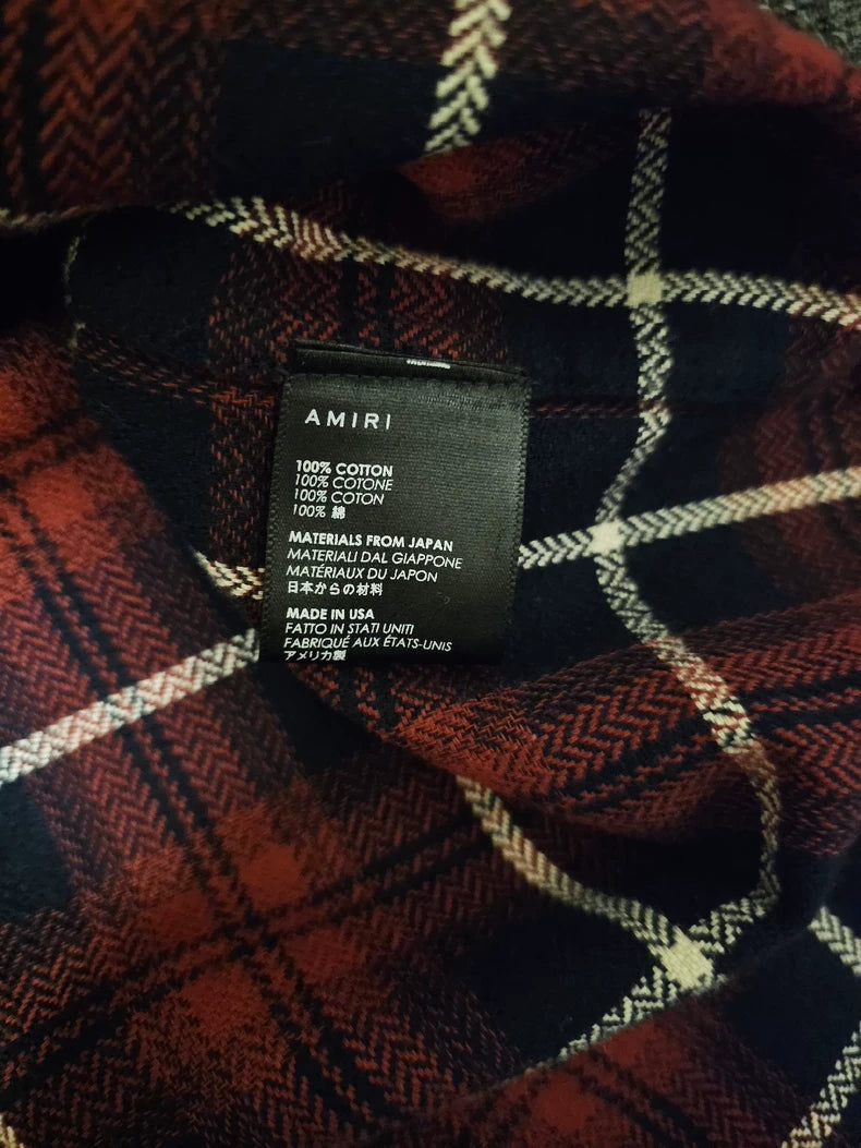 Amiri Red Plaid Button-Up Shirt-yf