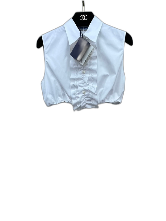 Prada White Ruffled Sleeveless Shirt