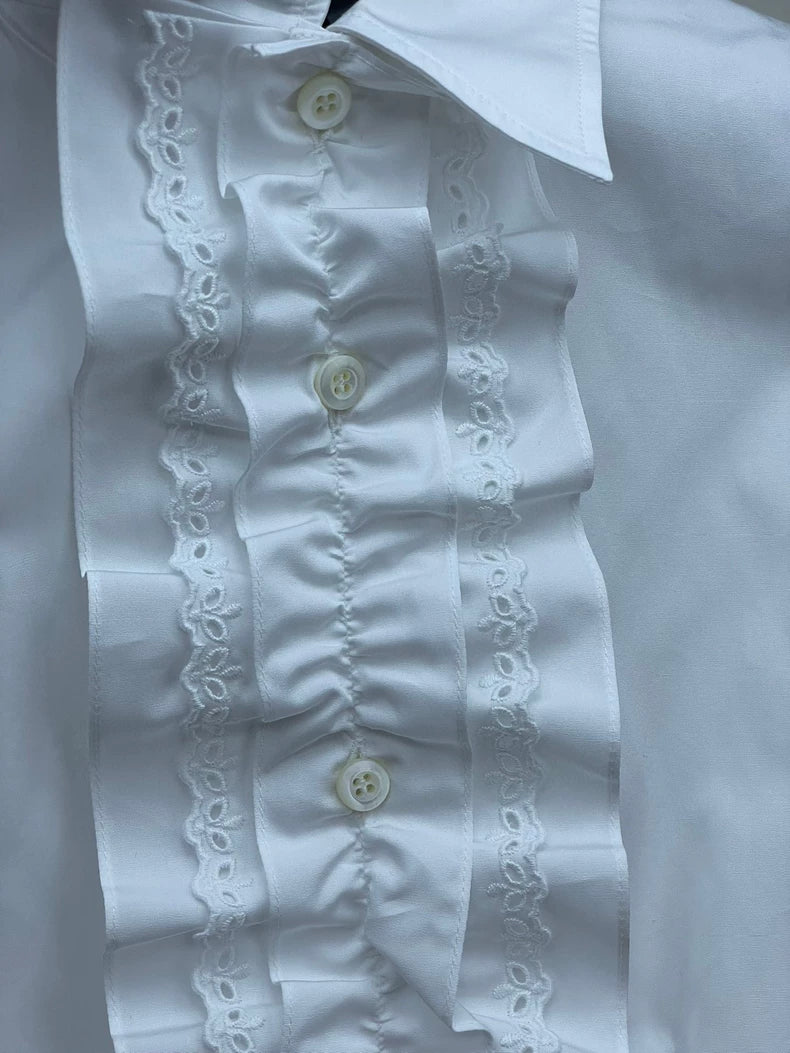 Prada White Ruffled Sleeveless Shirt