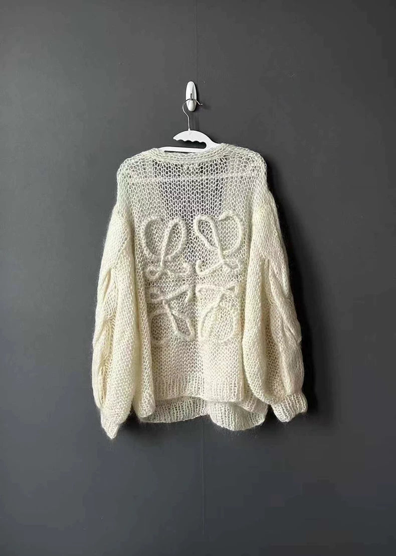 Loewe Cream Mohair Cardigan Sweater