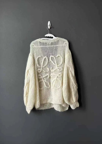 Loewe Cream Mohair Cardigan Sweater