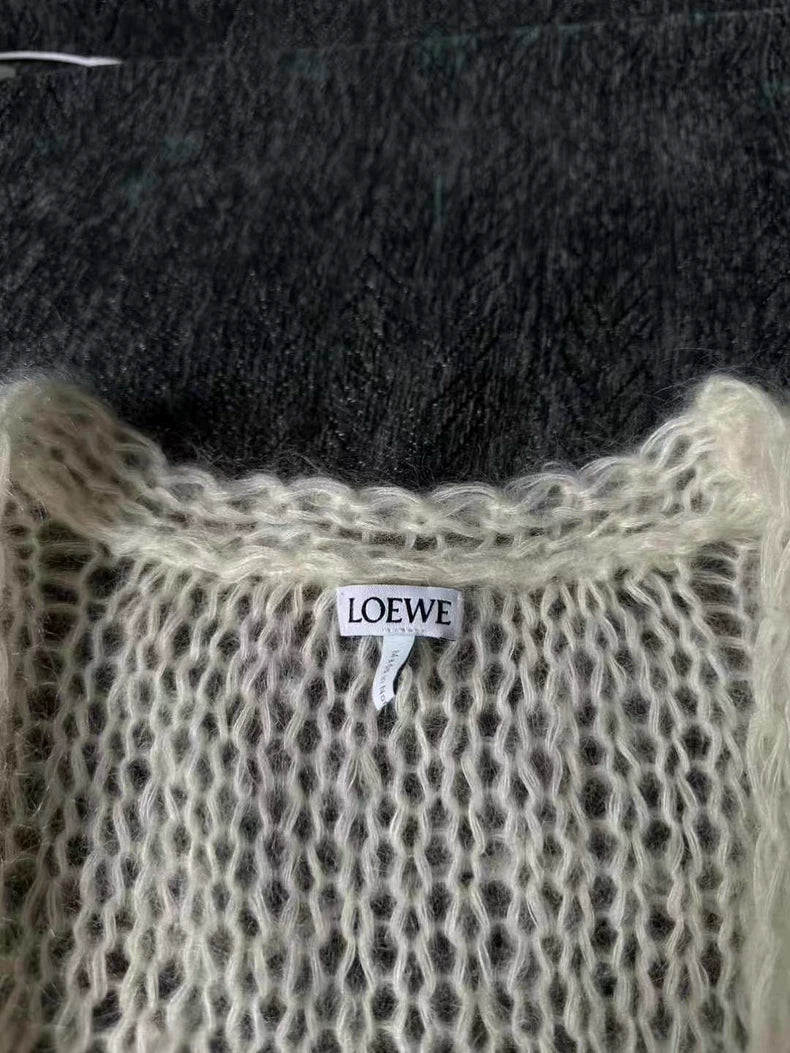 Loewe Cream Mohair Cardigan Sweater