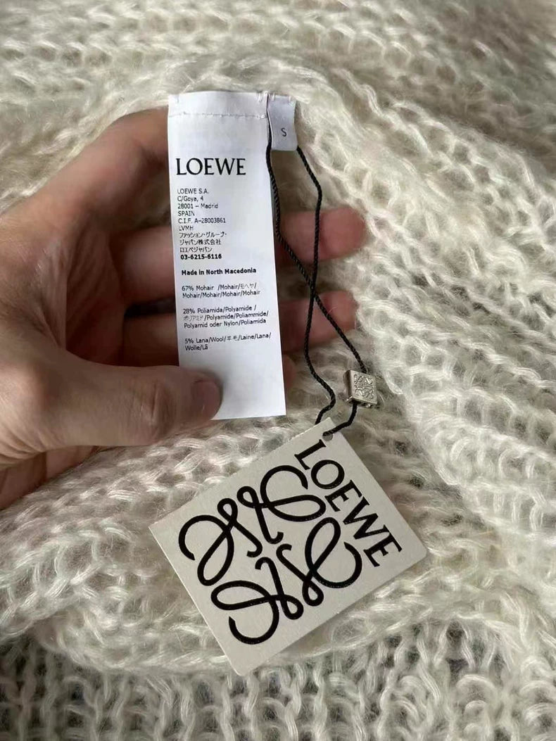 Loewe Cream Mohair Cardigan Sweater