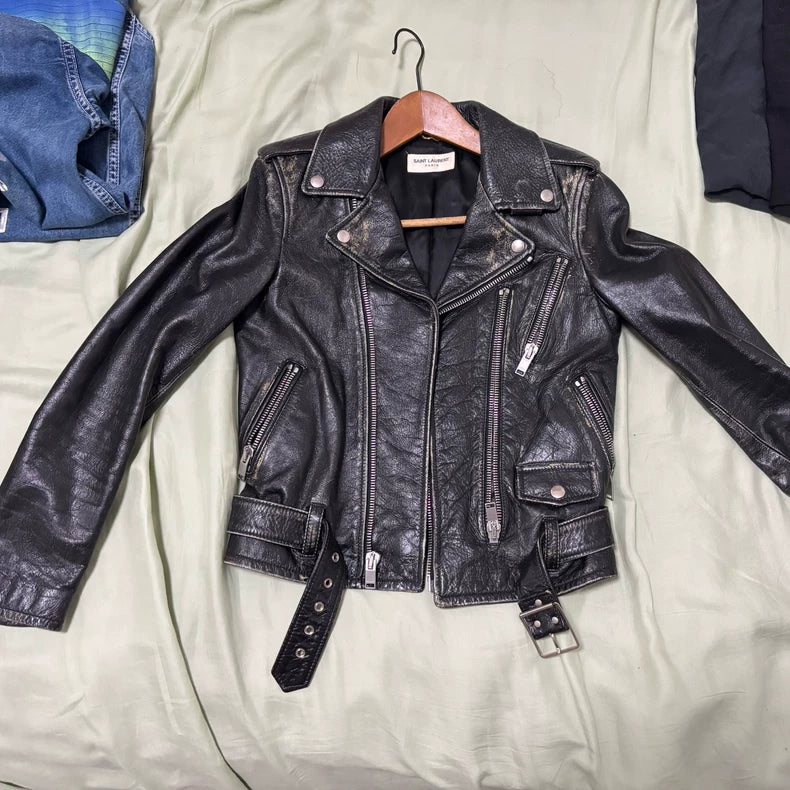 Classic Saint Laurent Leather Biker Jacket