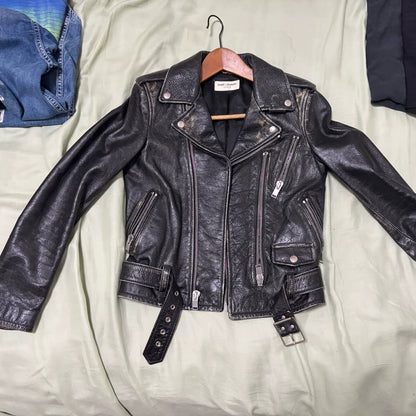 Classic Saint Laurent Leather Biker Jacket