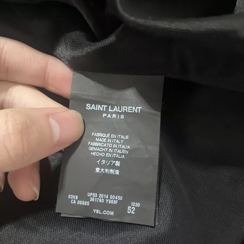 Saint Laurent Gray Baseball Jacket with Zebra Stripes