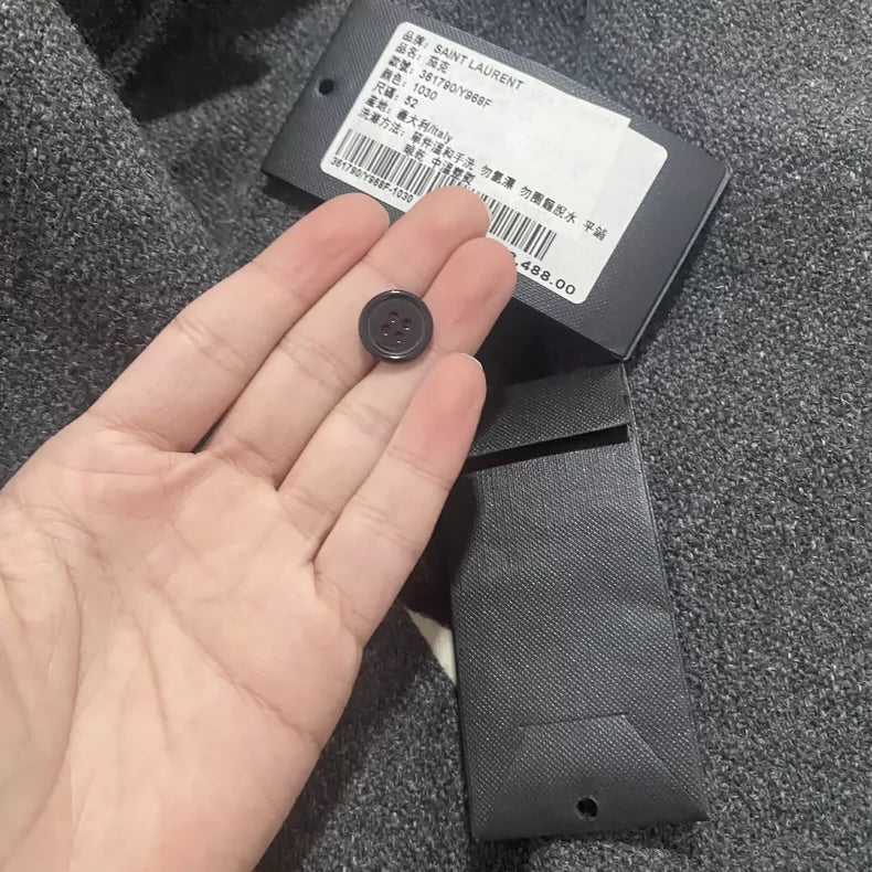 Saint Laurent Gray Baseball Jacket with Zebra Stripes