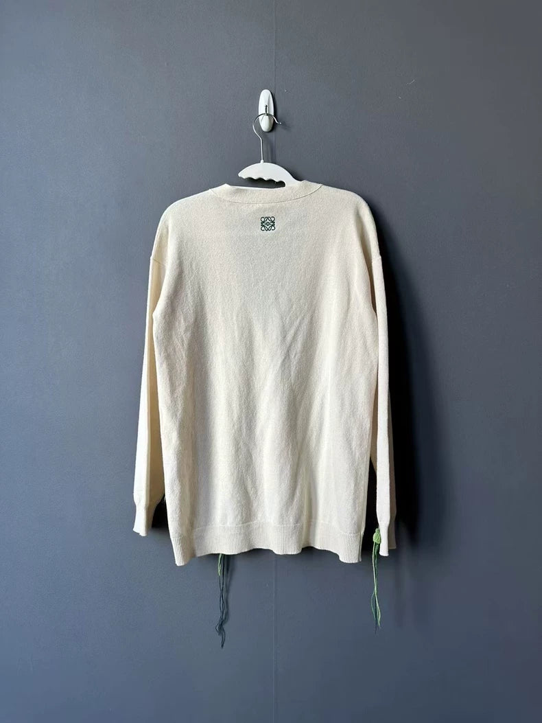 Loewe Embroidered Flower Cardigan in Beige