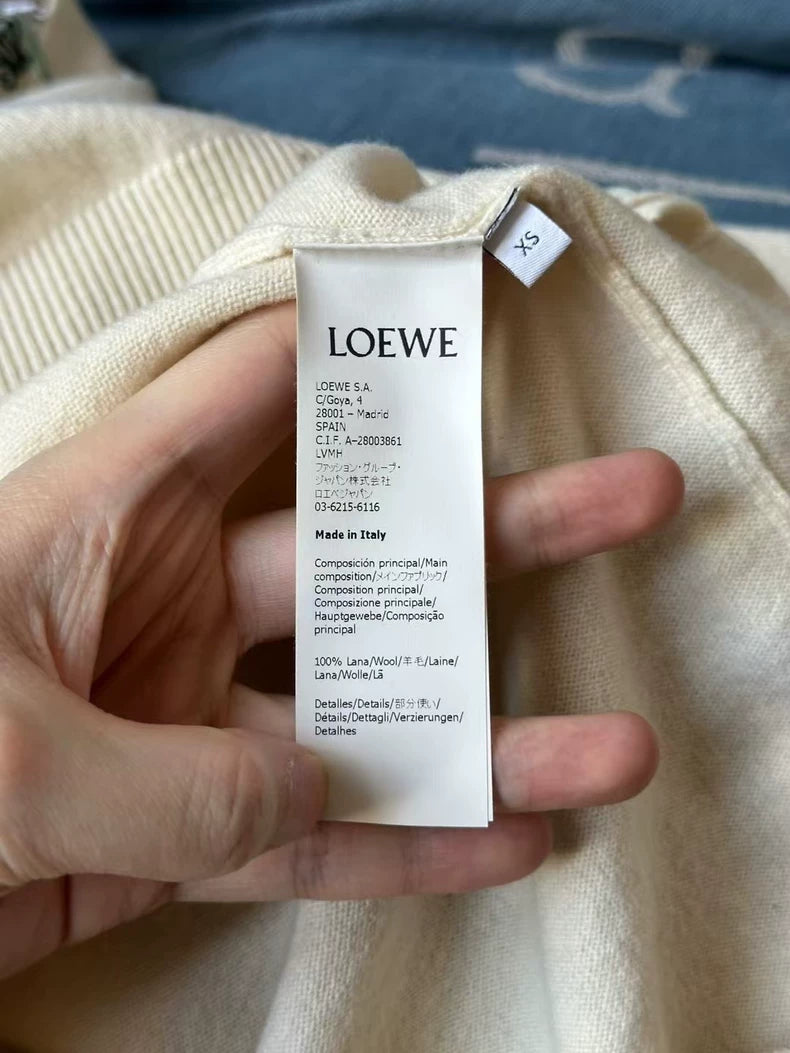 Loewe Embroidered Flower Cardigan in Beige