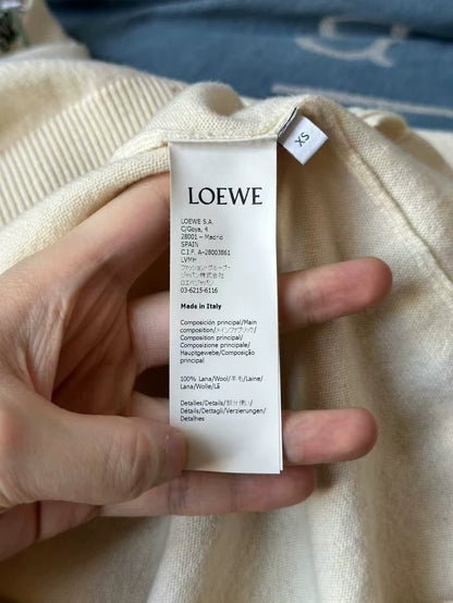 Loewe Embroidered Flower Cardigan in Beige