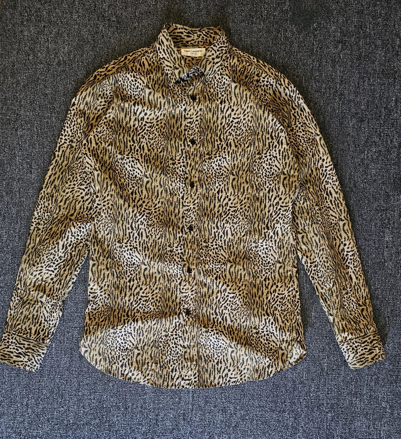 Saint Laurent Men's Leopard Print Shirt-yf