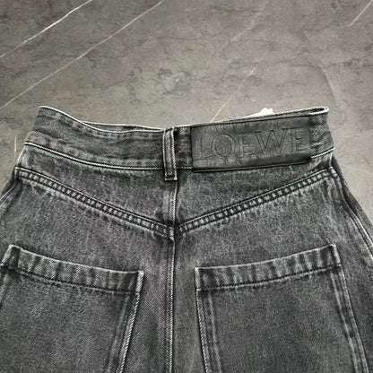 LOEWE Black Gray Knee Logo Denim Jeans