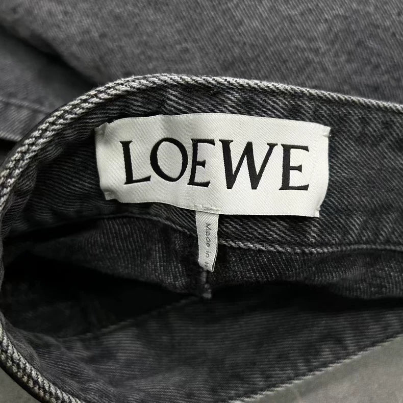 LOEWE Black Gray Knee Logo Denim Jeans