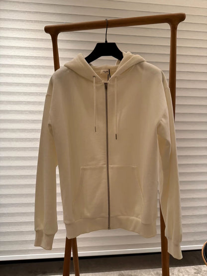 Celine White Zip Hoodie Sweatshirt Size S