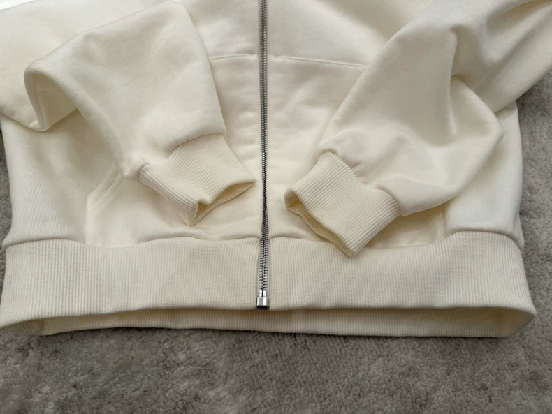 Celine White Zip Hoodie Sweatshirt Size S
