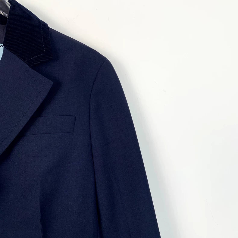 Prada Navy Wool Blazer with Notched Lapel