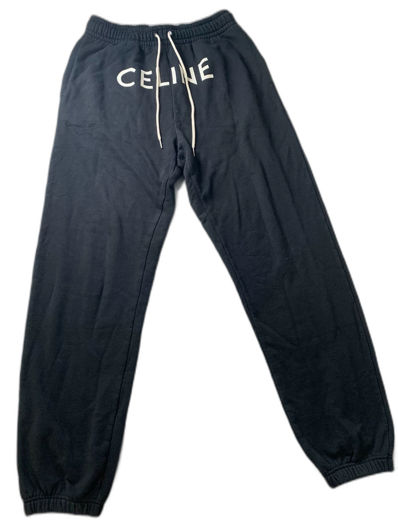 Celine Black Logo Print Casual Pants